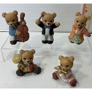 HOMCO #1422 TEDDY BEAR‎ musical orchestra Ceramic Figurine Set Of 5